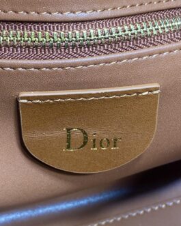 Dior Coffee-colored Grained Leather Handbag